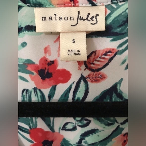 Maison Jules Womens Flutter Short Sleeve Floral Pullover Lightweight Dress Small - Picture 14 of 15